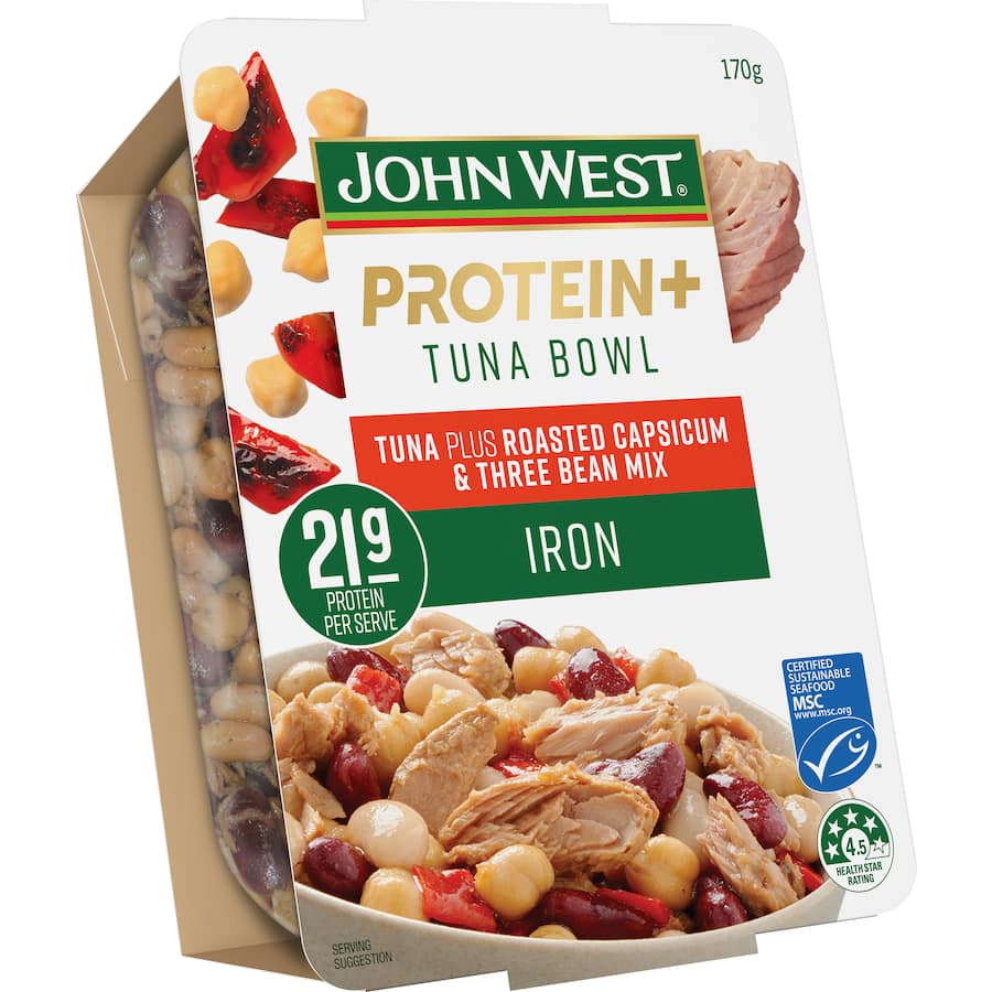 John West Protein+ Tuna Bowl Capsicum & Bean Mix Single serve 170g