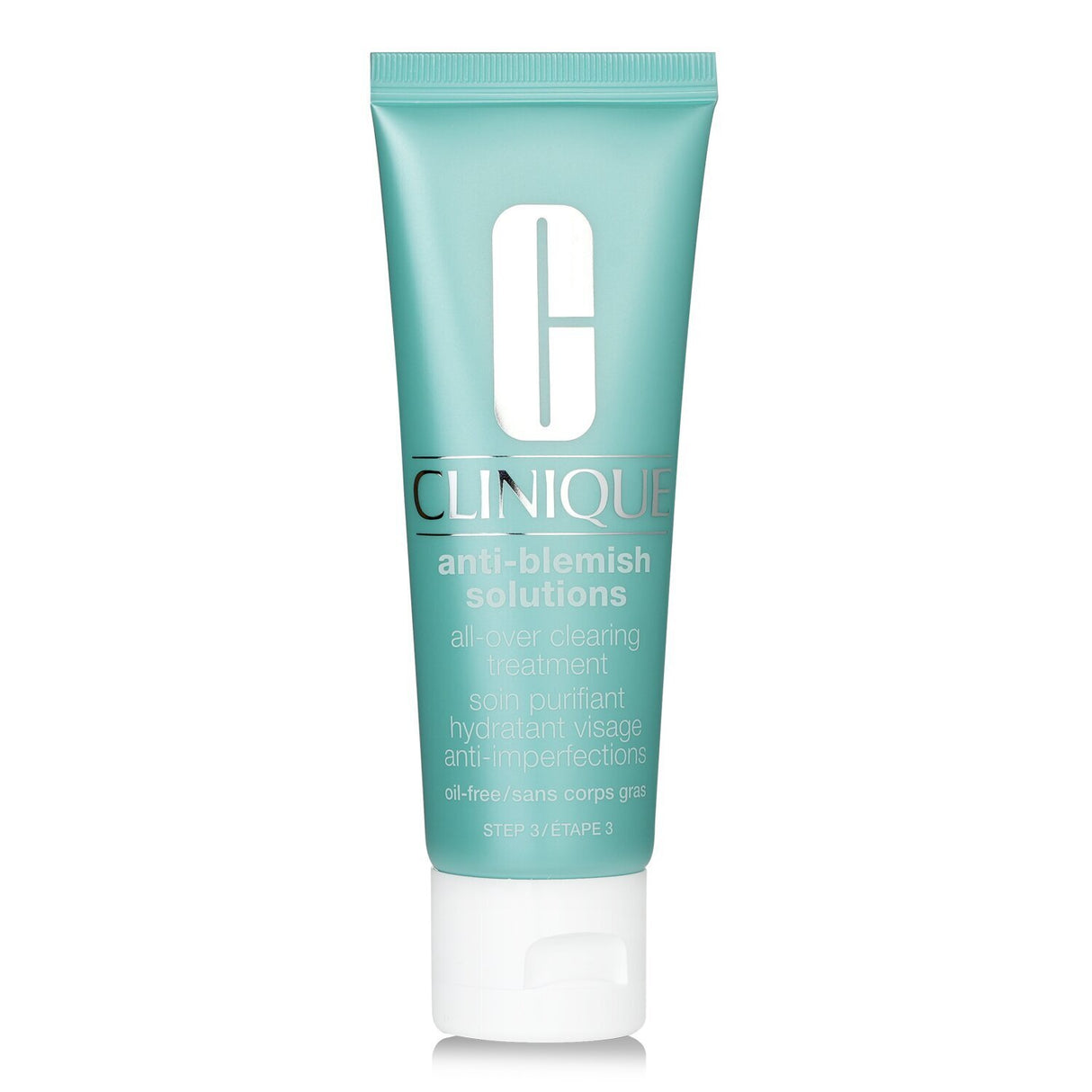 Clinique Anti-Blemish Solutions treatment in a 50ml bottle, targeting blemishes and controlling oil for clearer skin.