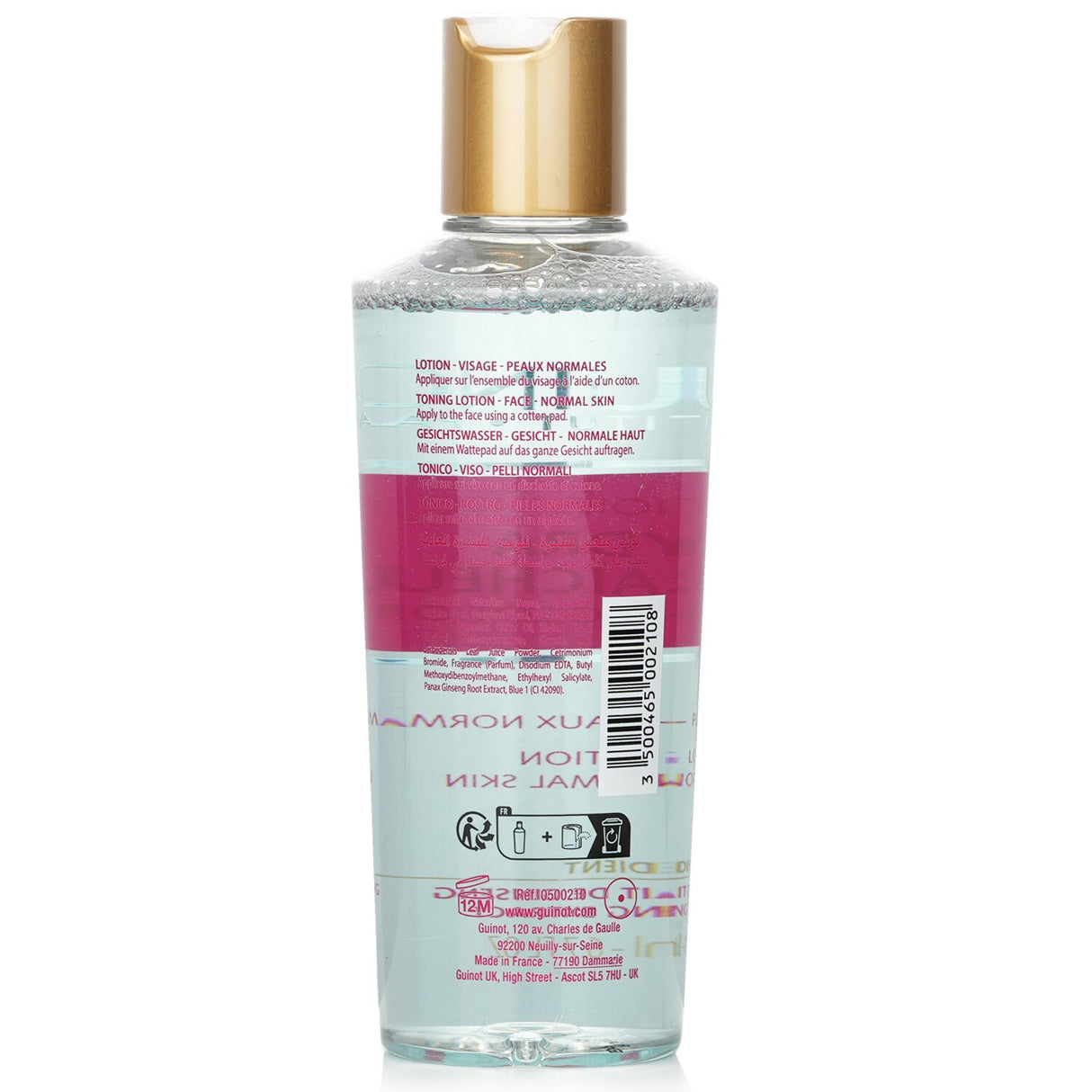 Guinot Refreshing Toning Lotion 200ml, alcohol-free toner with rose water for clean, toned, and rejuvenated skin.