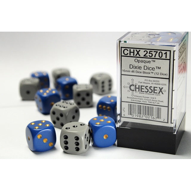 CHX 25701 Opaque Dixie Dice 16mm d6 12-Die Set