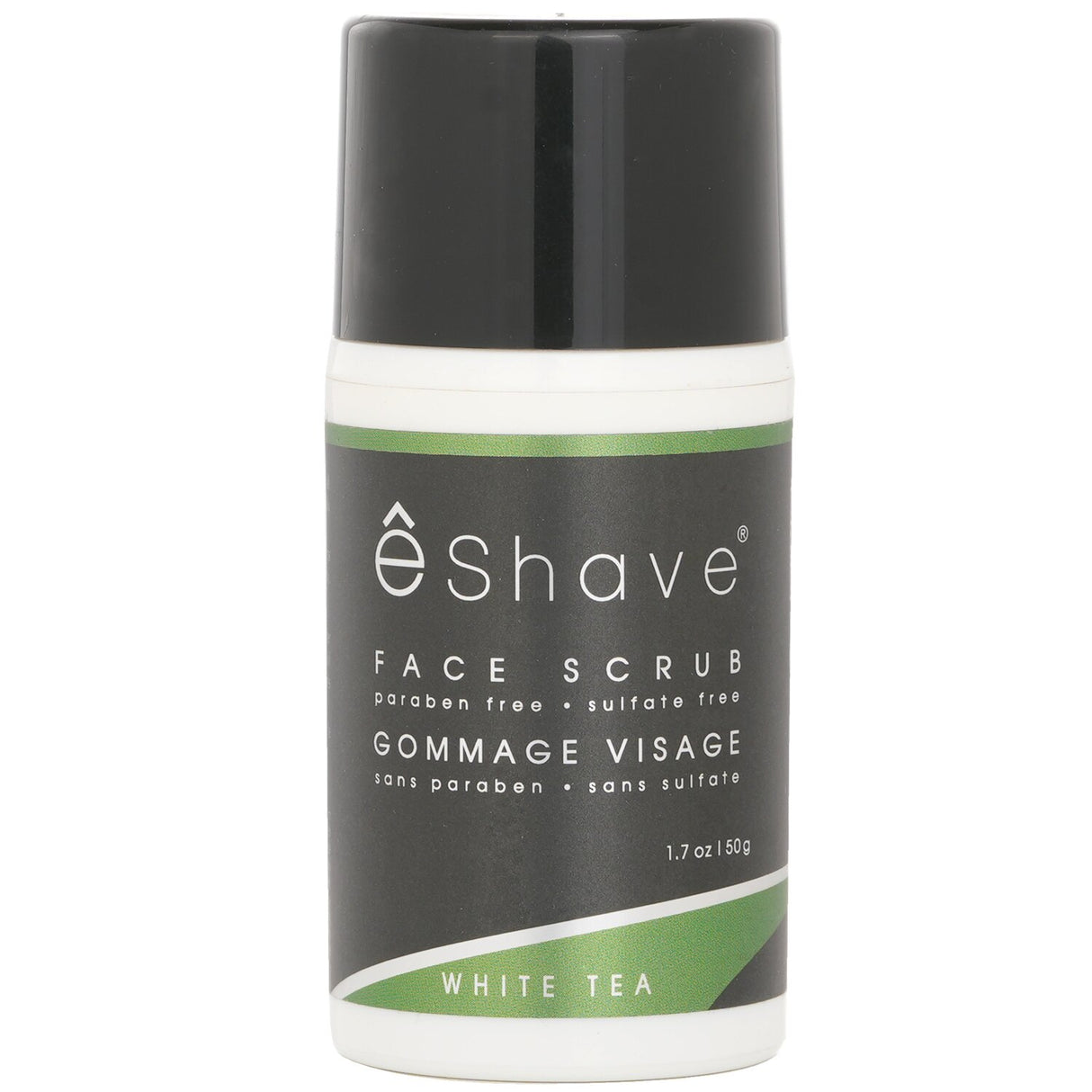 EShave Face Scrub in White Tea, 50g - Exfoliating scrub for men with apricot shells, shea butter, and jojoba oil for radiant skin.