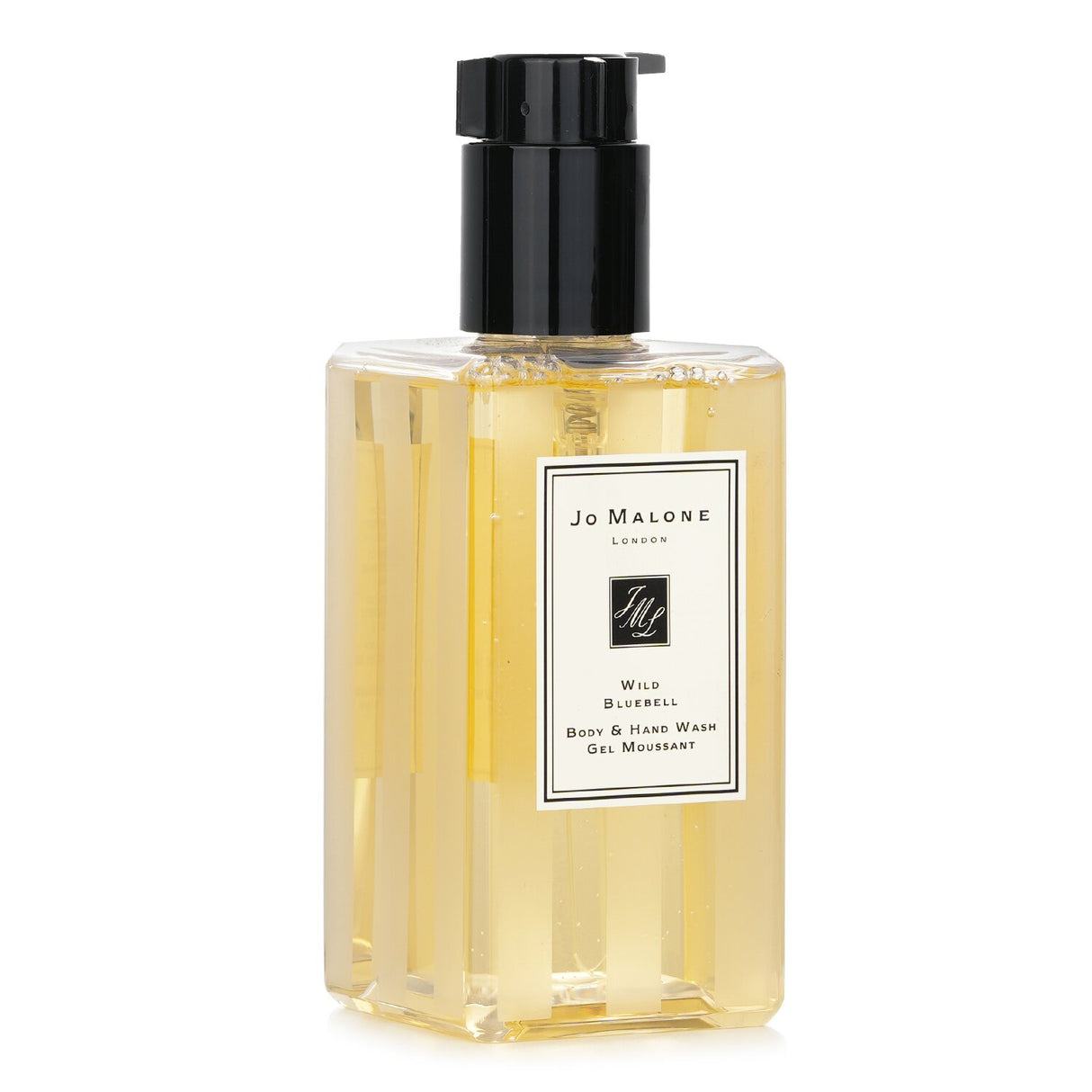 Luxurious Jo Malone Wild Bluebell Body & Hand Wash with a calming scent, enriching skin while cleansing with gentle foam.