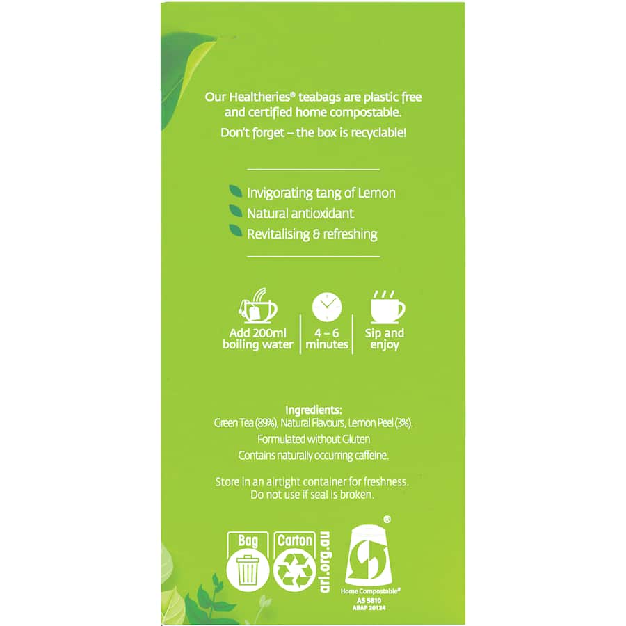 Healtheries Green Tea With Lemon Bags 40pack