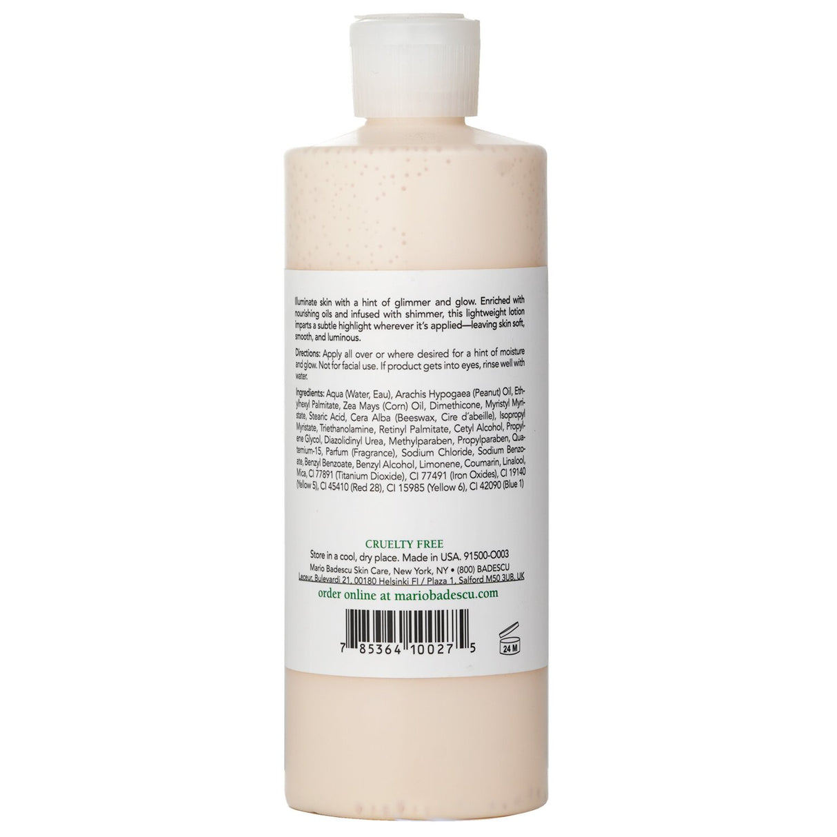 Mario Badescu Summer Shine Body Lotion - 472ml, brightening moisturizer for all skin types with Beeswax, Peanut Oil, and Vitamin A.