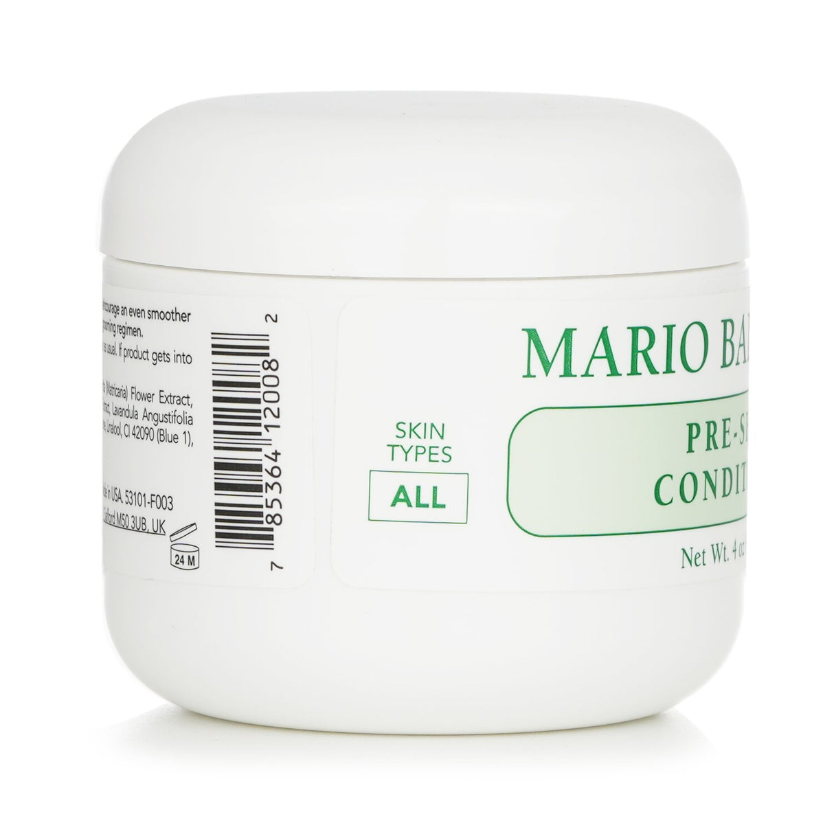 Mario Badescu Pre-Shave Conditioner in a 118ml bottle, designed to soften tough beards and soothe sensitive skin for a comfortable shave.