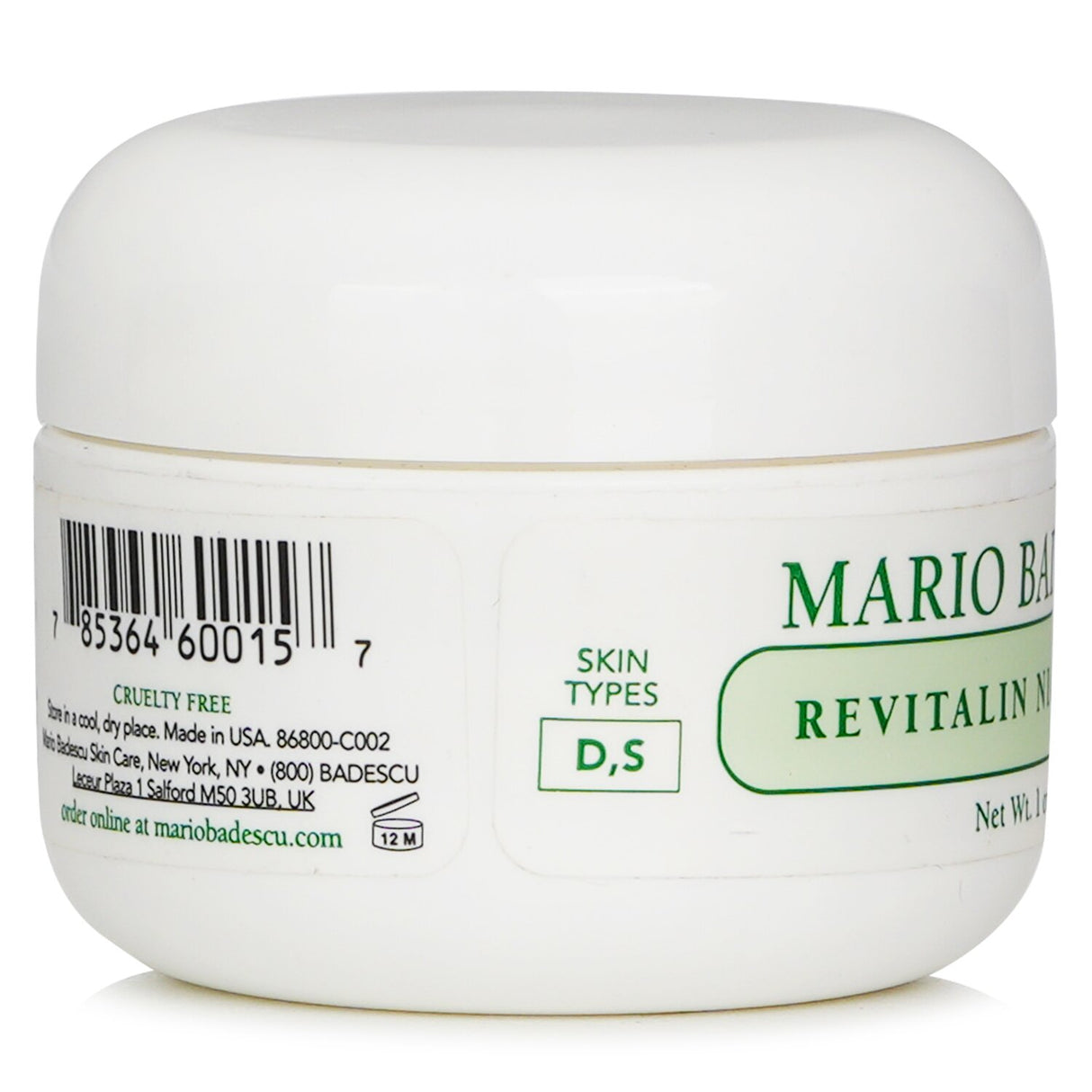 Mario Badescu Revitalin Night Cream for dry/sensitive skin, enriched with collagen, vitamins A & E for overnight hydration.