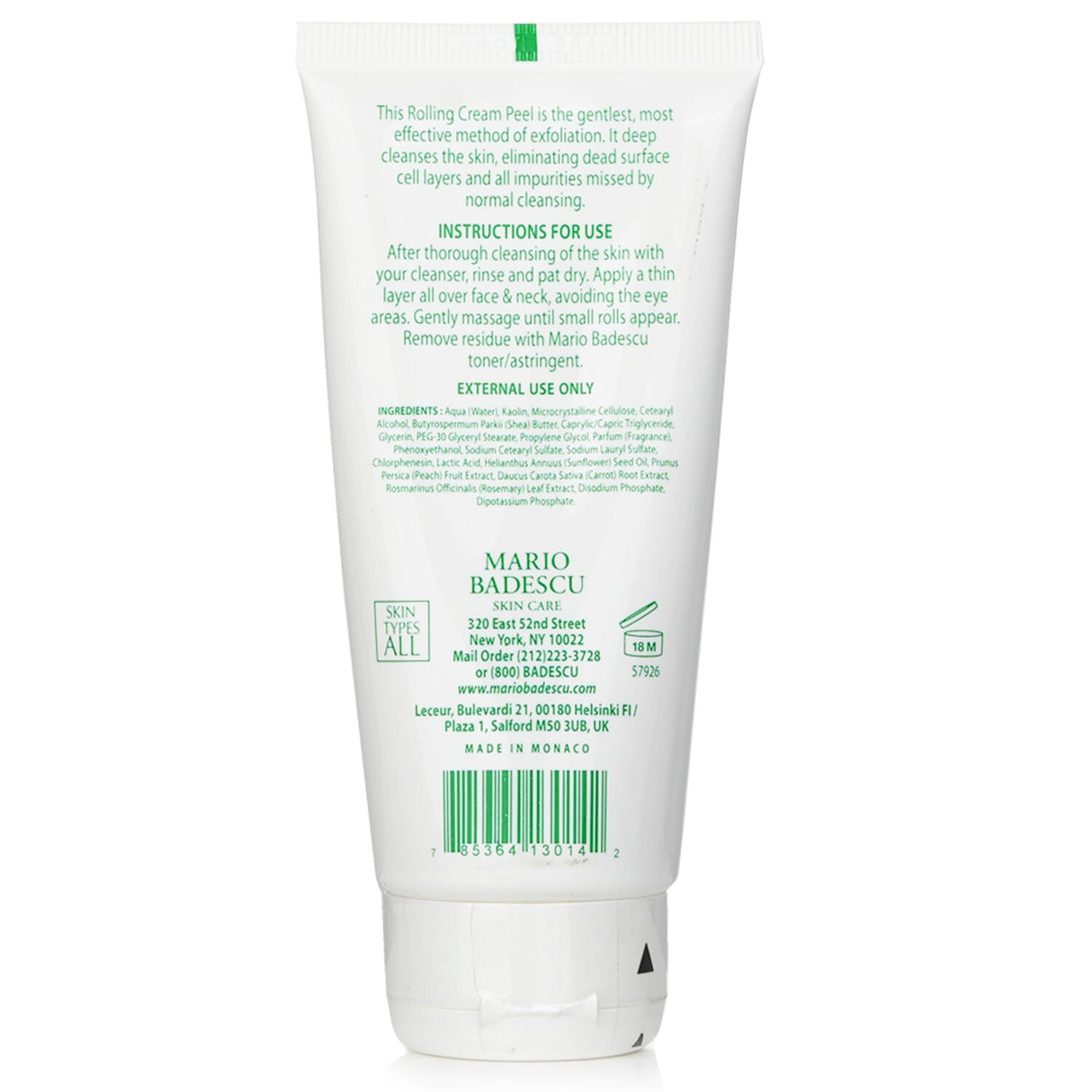 Mario Badescu's AHA Rolling Cream Peel in a 73ml jar, designed to gently exfoliate and hydrate all skin types for a radiant glow.