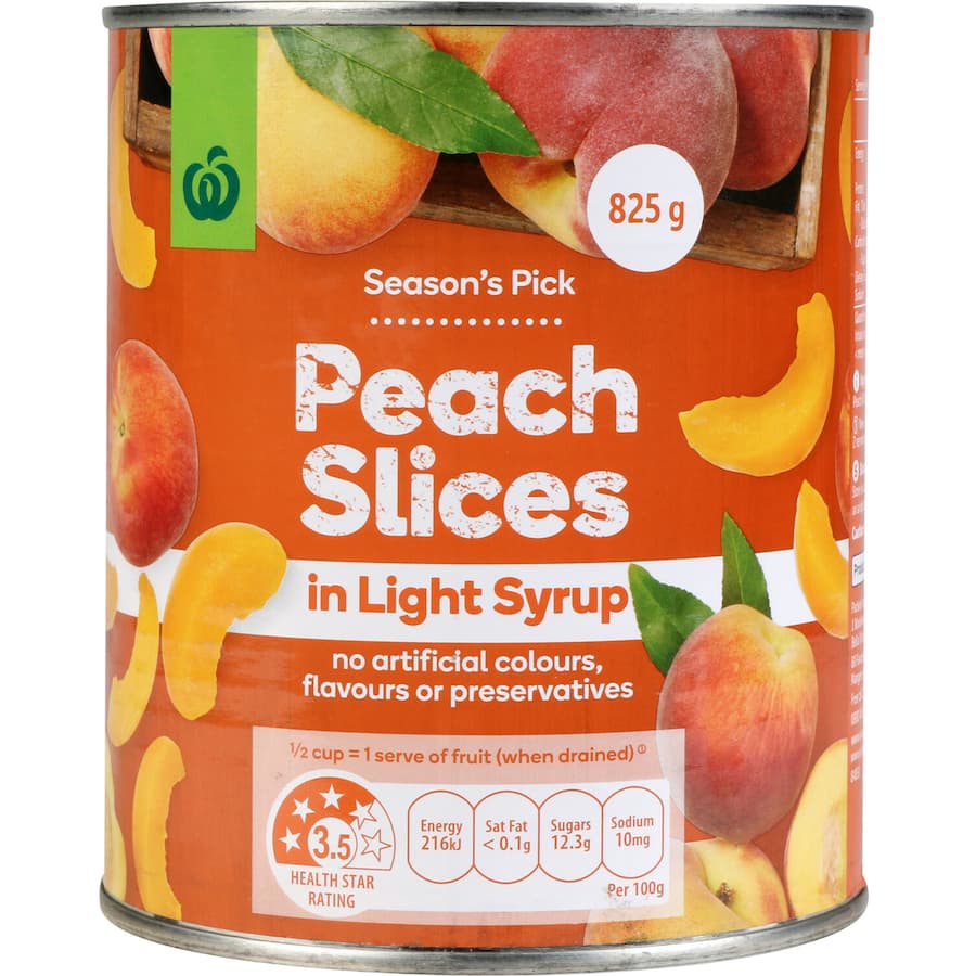Woolworths Peaches Slices In Syrup Can 825g