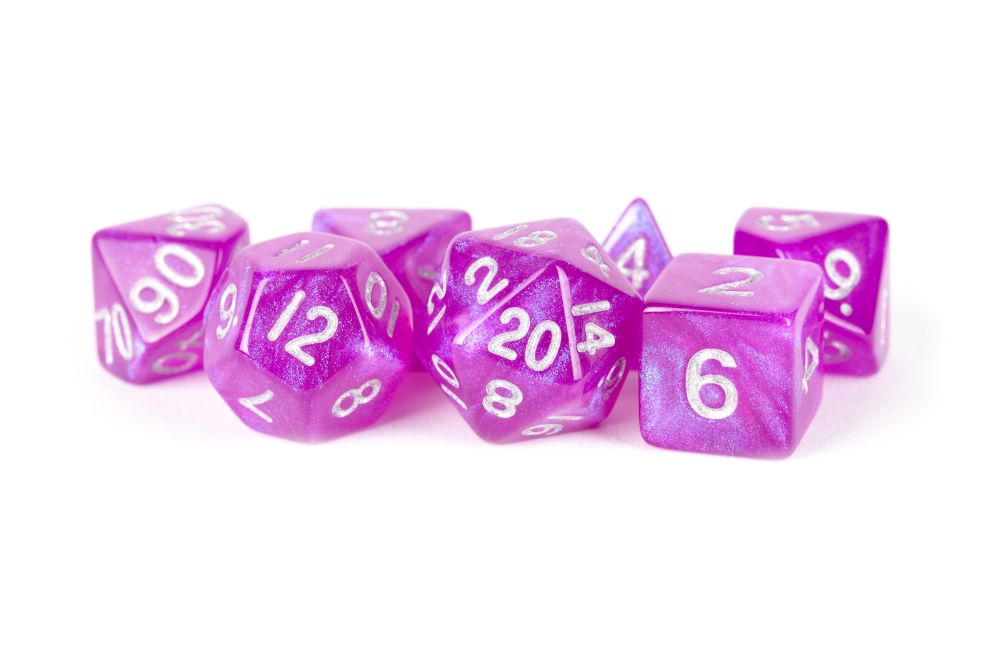 Fanroll: 16mm Acrylic Polyhedral Dice Set: Stardust Purple