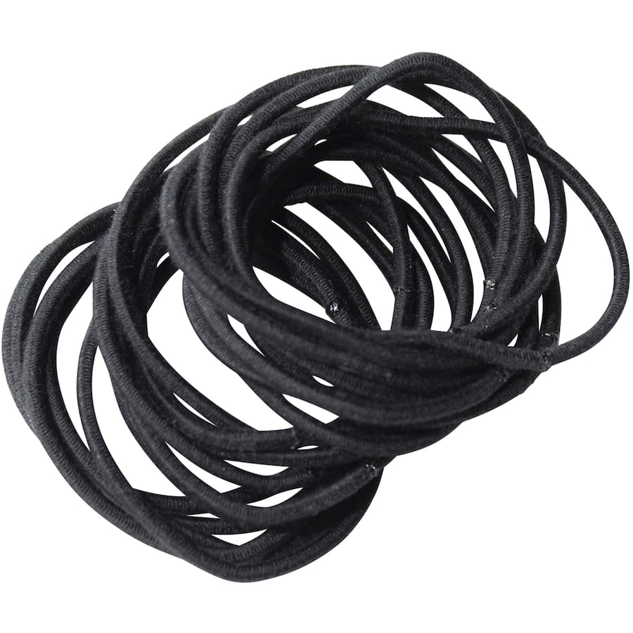 Over & Over Organic Bamboo Hair Ties Elastic Thin Black 20pack