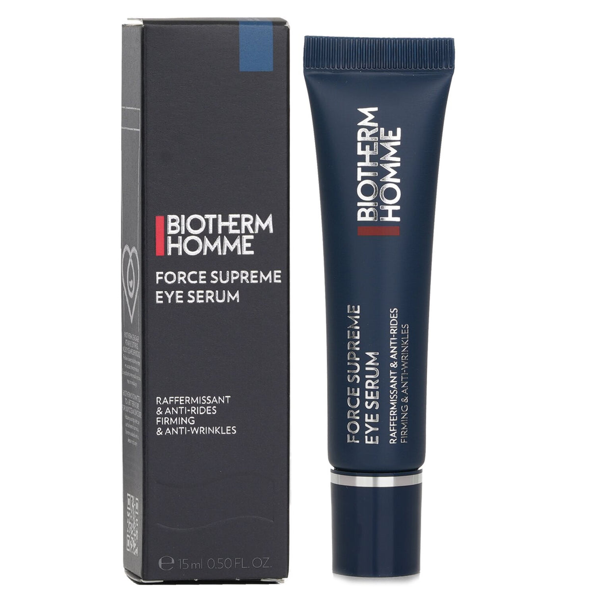 Biotherm Homme Force Supreme Eye Serum in 15ml, a lightweight anti-aging treatment for reducing wrinkles and dark circles.