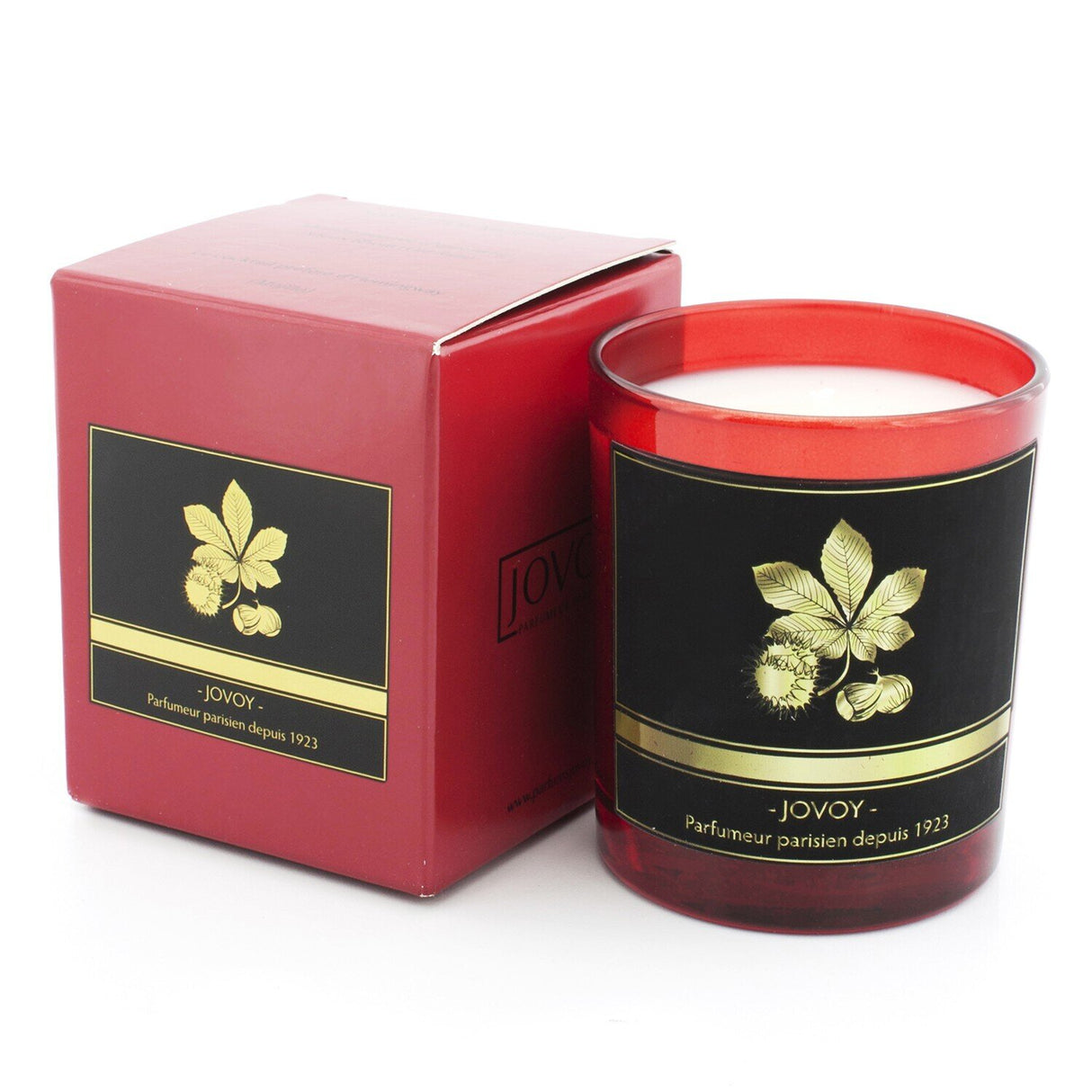Luxurious Jovoy Candle in Marron scent, crafted from vegetal wax, burns for 60 hours, perfect for creating a tranquil ambiance.