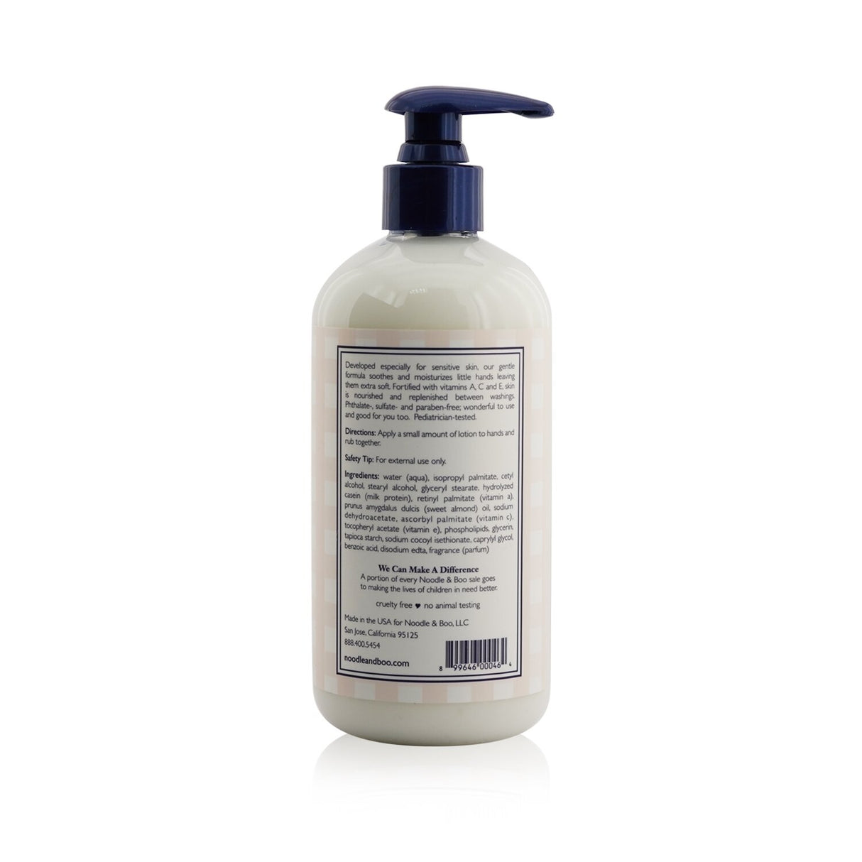 Noodle & Boo Wholesome Hand Lotion 355ml, a gentle, fast-absorbing formula with vitamins for sensitive skin hydration.