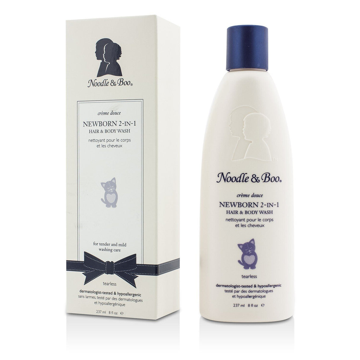 Noodle & Boo Newborn 2-in-1 Hair & Body Wash, gentle, tearless formula for delicate skin, enriched with vitamins for hydration.