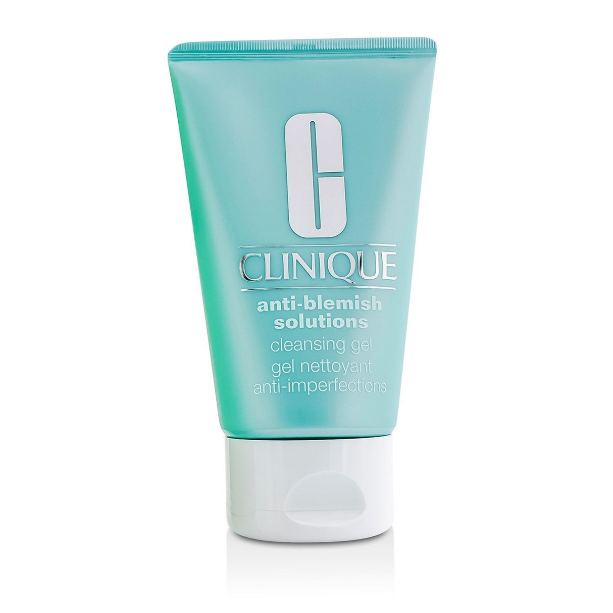 Clinique Anti-Blemish Solutions Cleansing Gel in a 125ml bottle, designed to effectively clear blemishes and control oil.