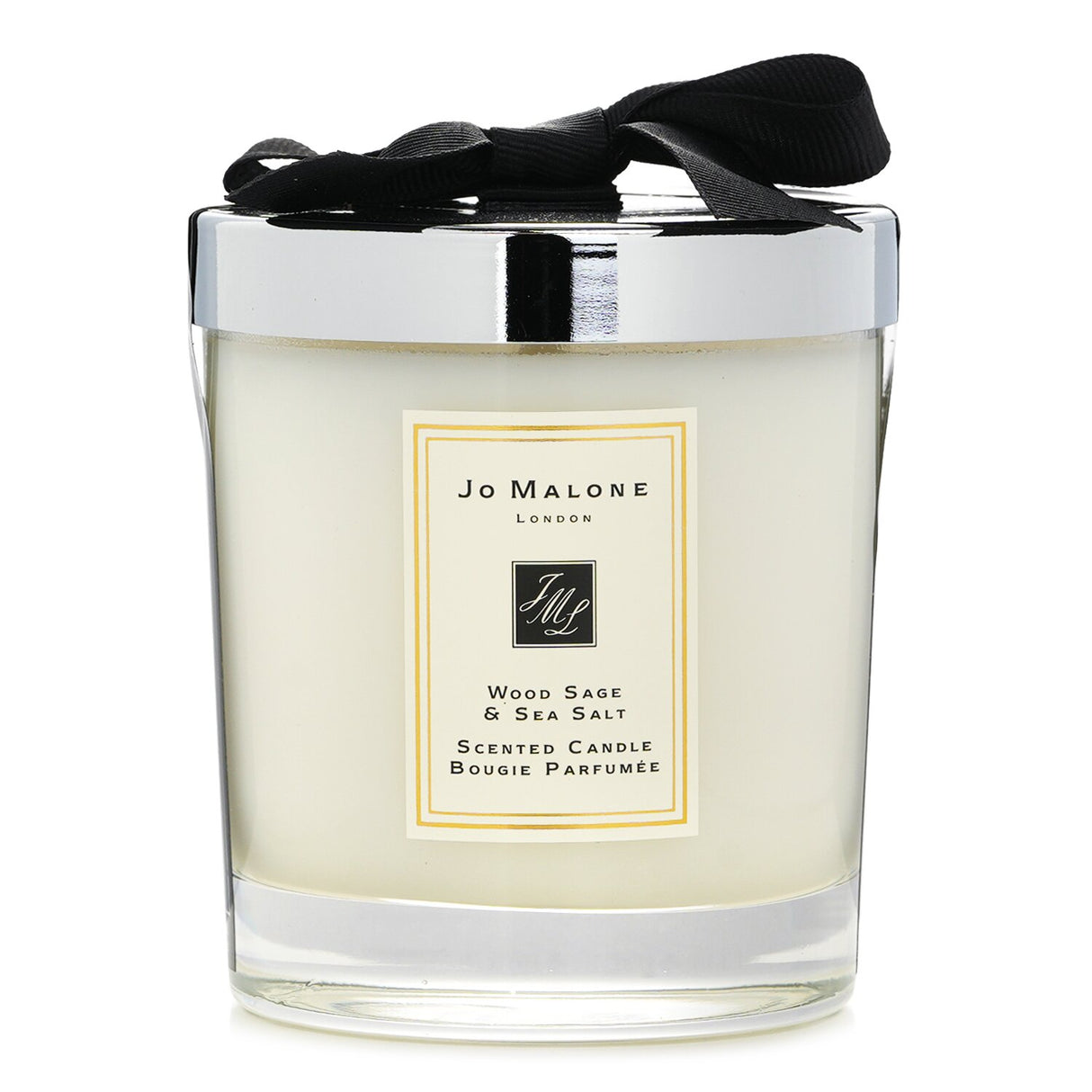Jo Malone Wood Sage & Sea Salt Scented Candle, 200g, 2.5-inch, emits a calming woody scent, ideal for self-care and decor.