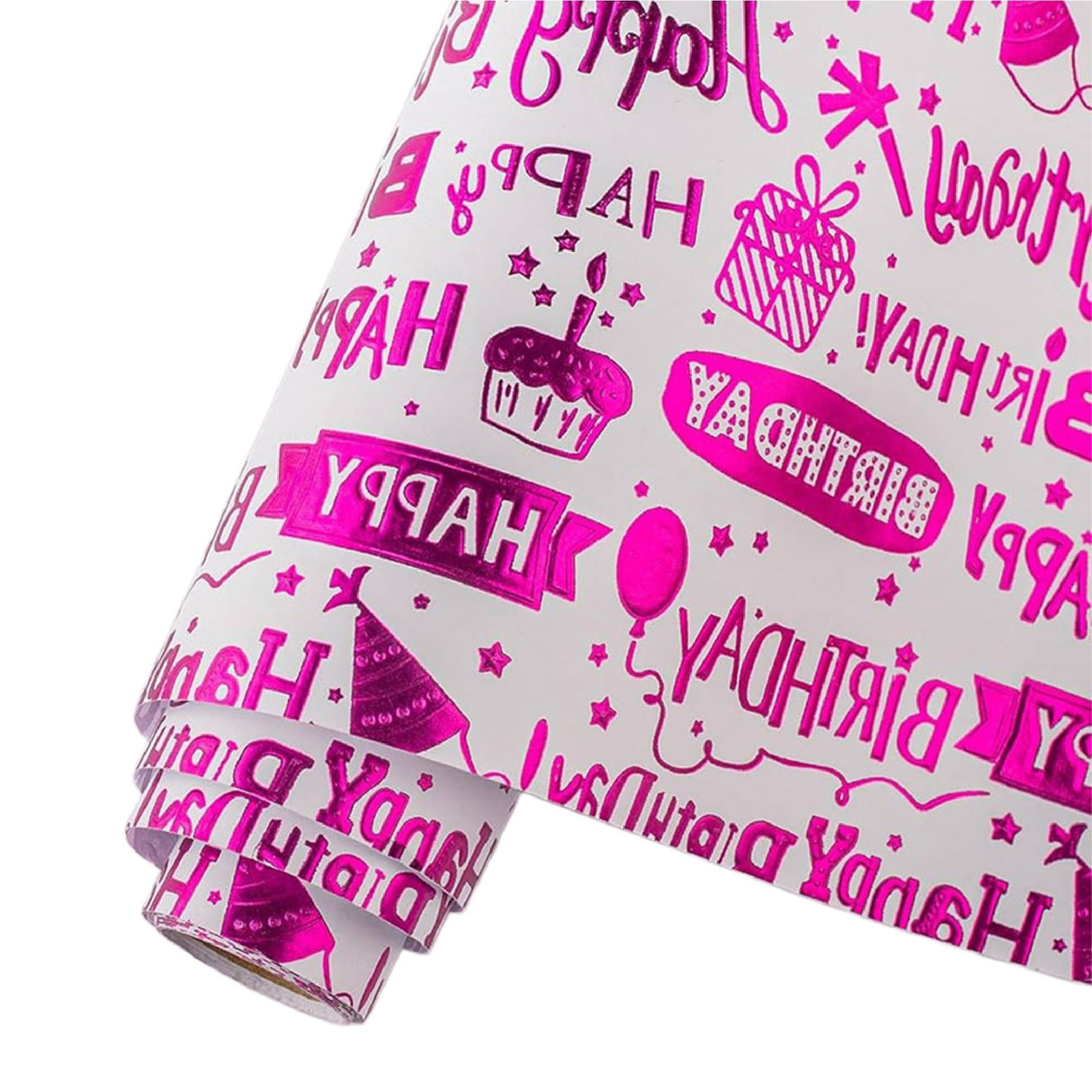 Wrapping Paper - HBD Pink - 50 Metre Roll