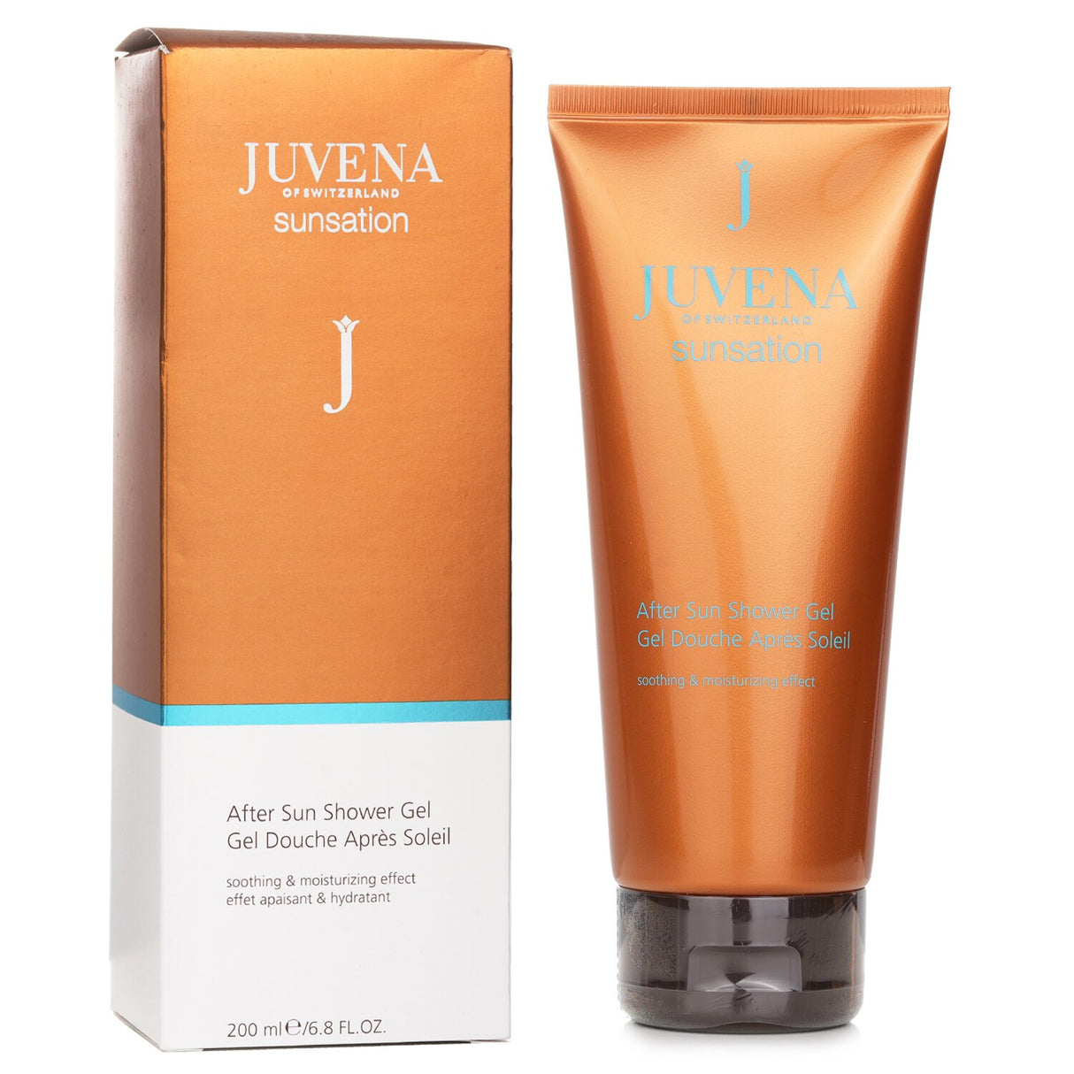 Juvena Sunsation After Sun Shower Gel, a 200ml soothing gel with aloe vera for revitalizing sun-exposed skin.