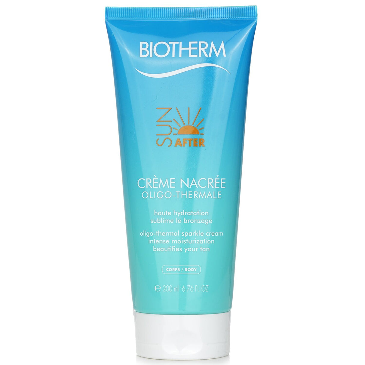 Luxurious Biotherm Oligo-Thermale Sparkle Cream hydrates and brightens skin, enhancing your tan with a pearlescent glow.