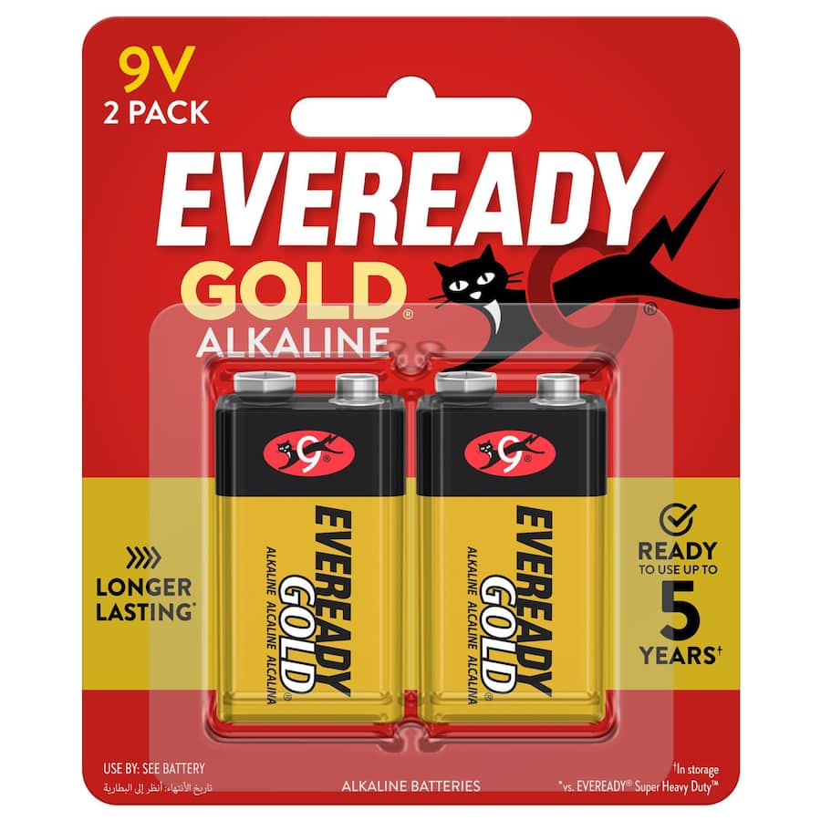 Eveready Gold Batteries Alkaline 9v 2pack