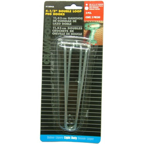 Pegboard Hooks (2) 1/8 X 4.5"Double Loop