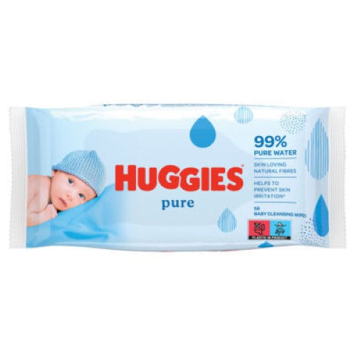 Huggies Pure Baby Wipes 56pk (10 Packs) - hypoallergenic, alcohol-free wipes perfect for gentle baby care and clean-ups.