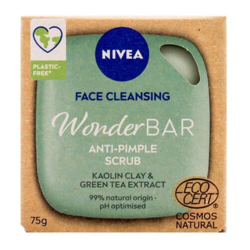 NIVEA Face Cleansing Wonder Bar Anti Pimple Scrub pack of 8, gentle scrub for clear skin and acne prevention, 75g each.
