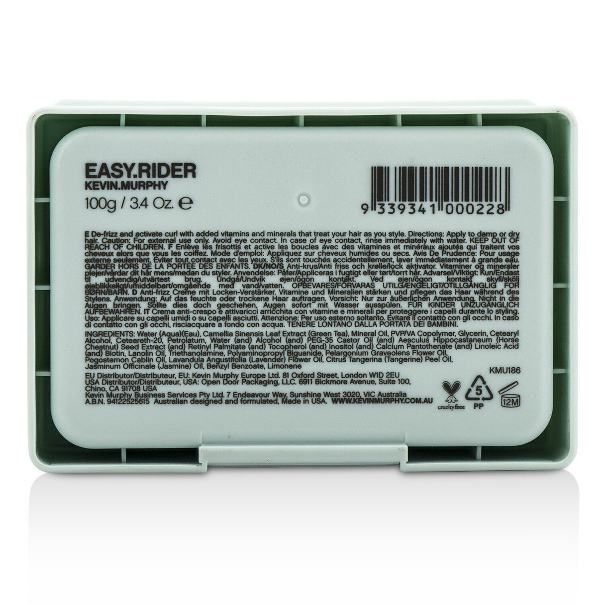 Kevin.Murphy Easy.Rider Anti Frizz Creme in a 100g tube, designed for frizz control, curl enhancement, and flexible hold.