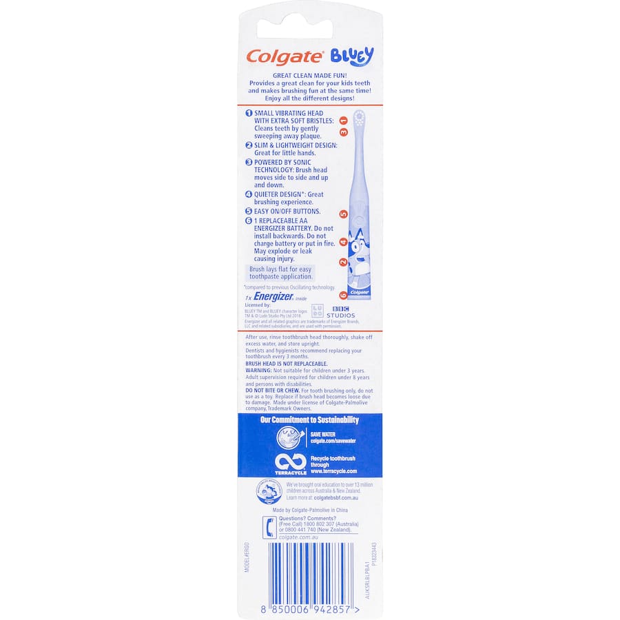 Colgate Kids 3+ Years Electric Toothbrush Battery Powered Bluey 1ea