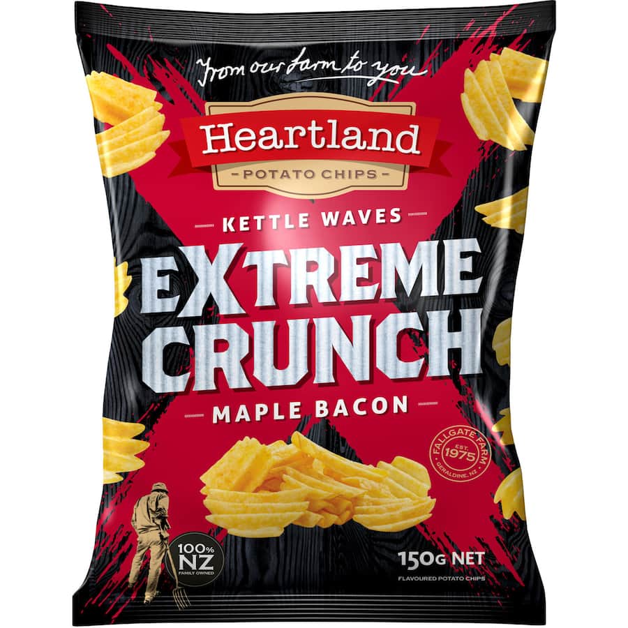 Heartland Extreme Crunch Chips Maple Bacon 150g
