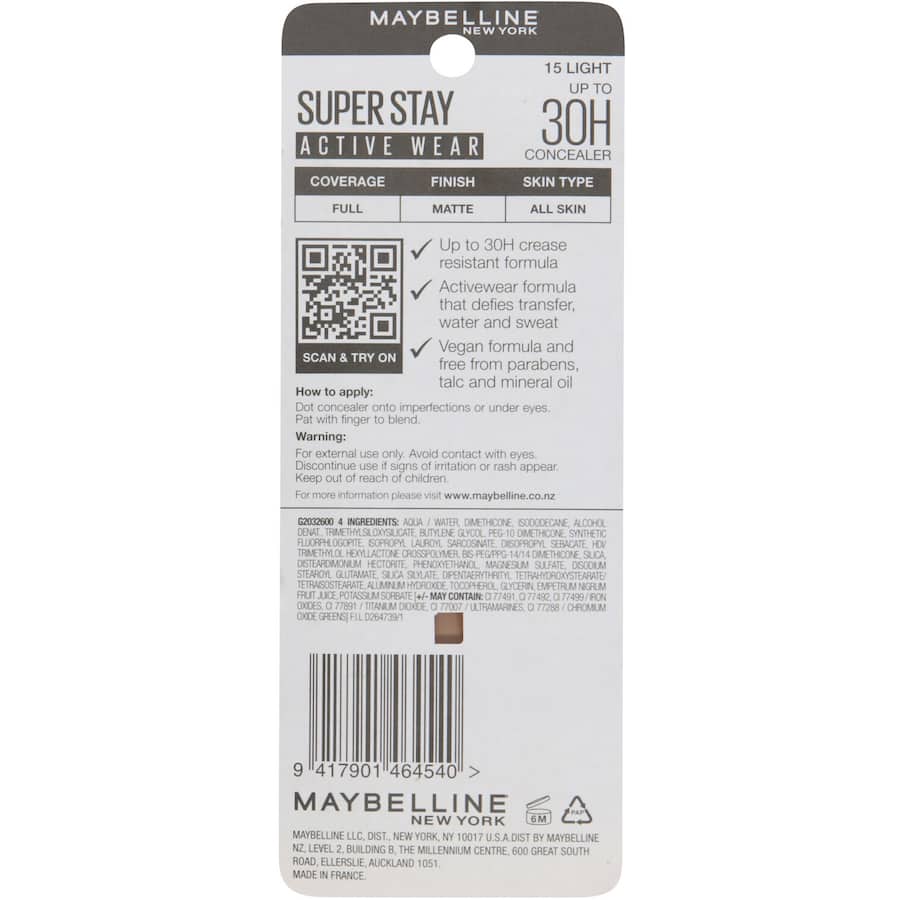 Maybelline Active Wear Concealer Super Stay Light 10mL