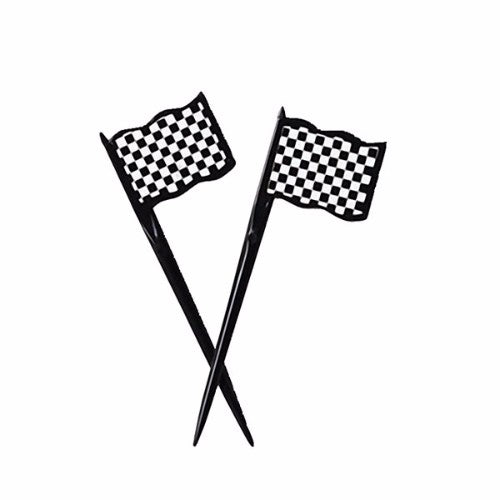 Racing Car & Flags Picks Plastic - Pack of 12