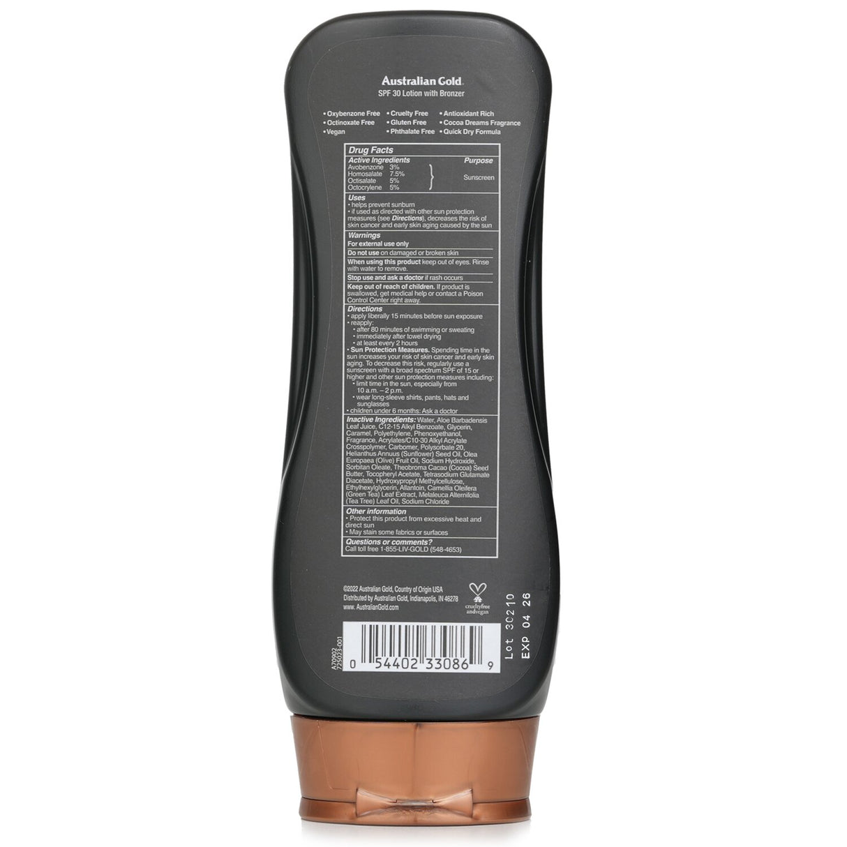 Australian Gold - Lotion Sunscreen SPF 30 with Instant Bronzer - 237ml/8oz