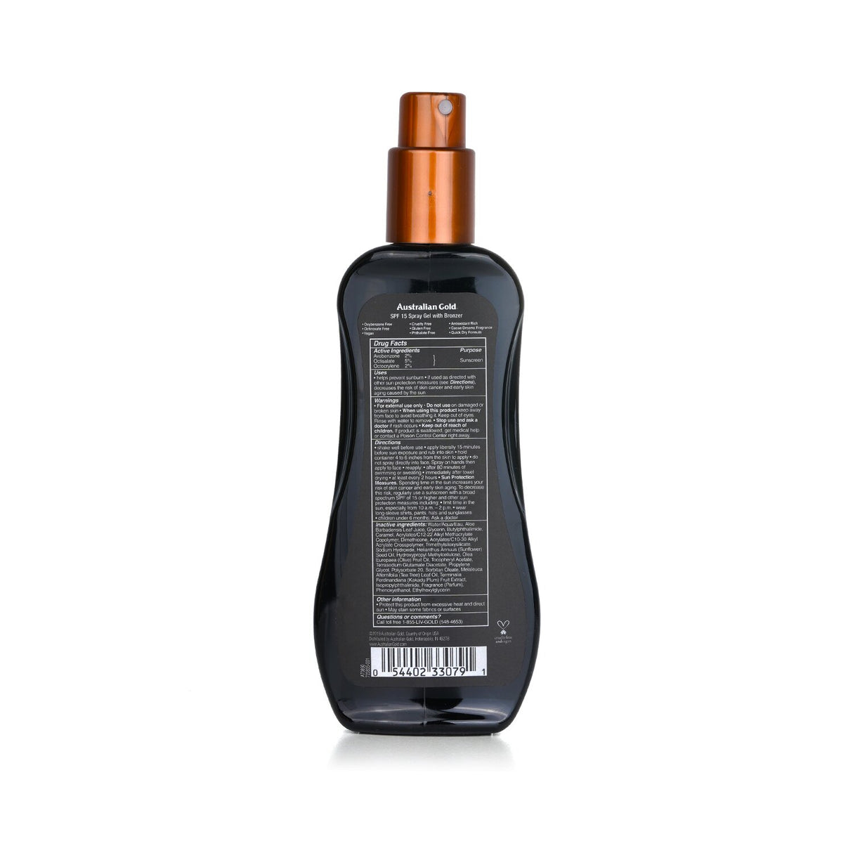 Australian Gold - Spray Gel Sunscreen SPF 15 with Instant Bronzer - 237ml/8oz