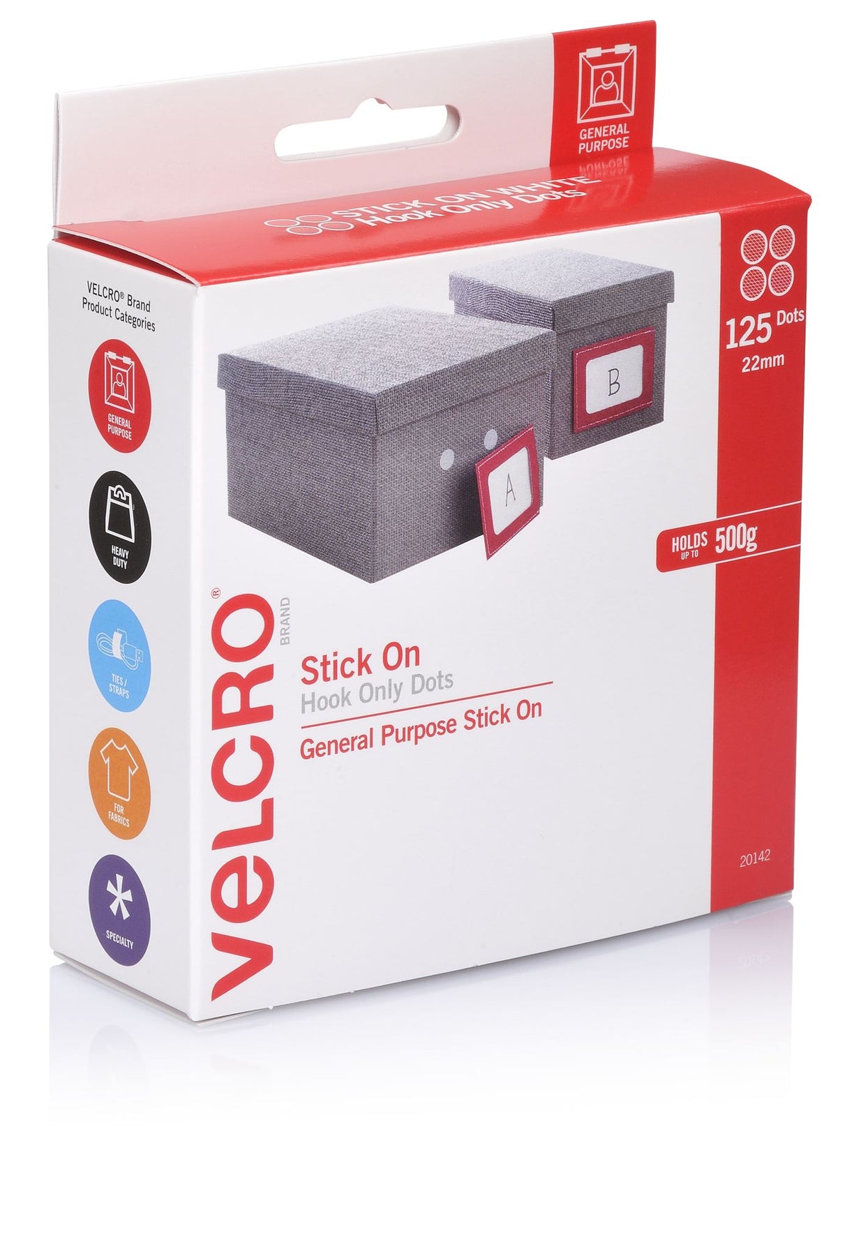 VELCRO® Brand Hook Fasteners 22mm 125 Dots White