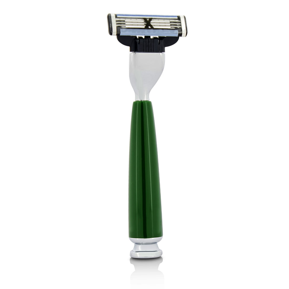 Premium Neville Razor featuring a 3-blade system and ergonomic green resin handle for a close, comfortable shave.