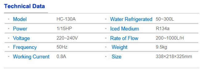 Chiller 1/15HP (up to 130L) - Hailea Aquatic Water Chiller