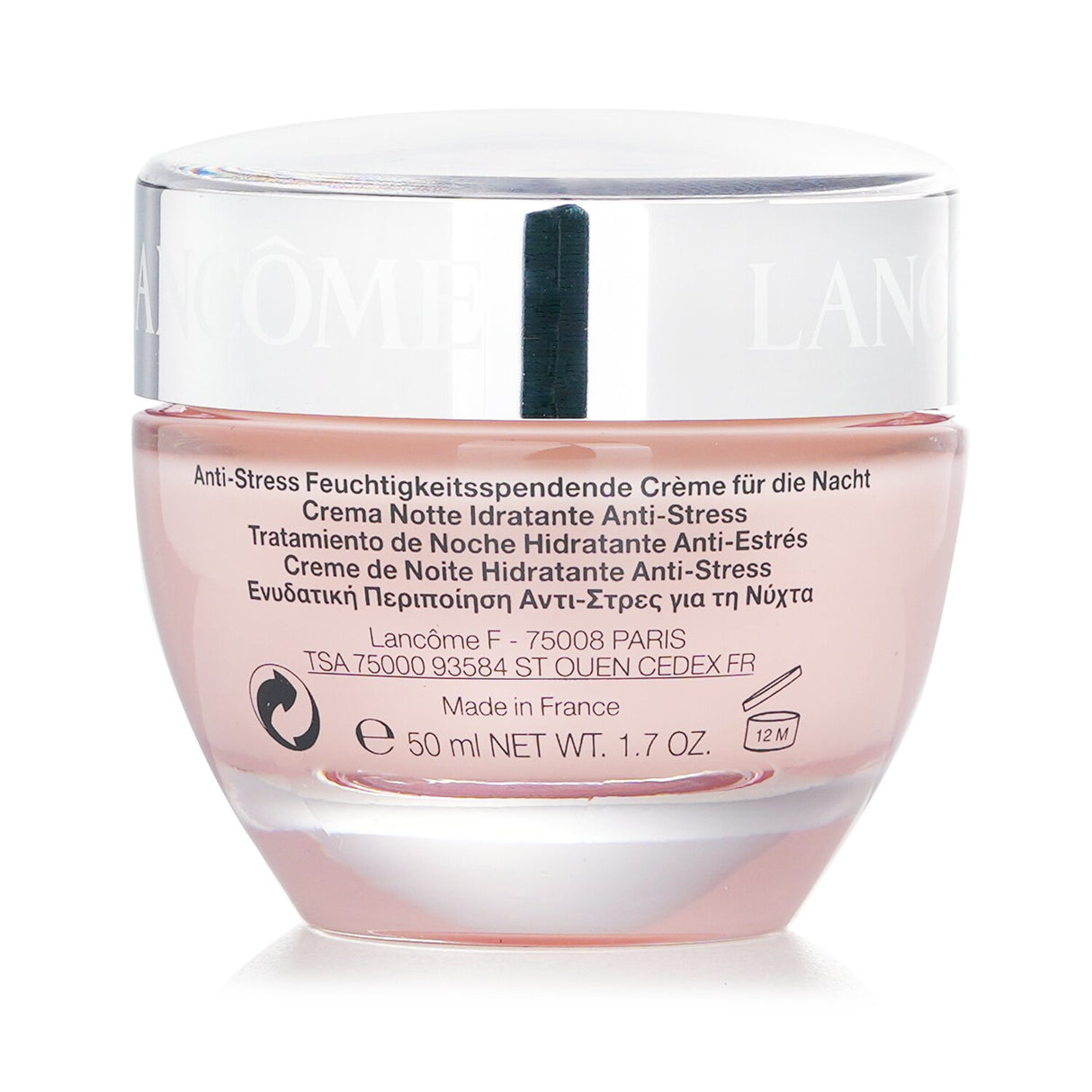 Lancome Hydra Zen Night Cream in 50ml, designed for all skin types, calms, hydrates, and revitalizes stressed skin overnight.