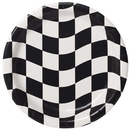 Black & White Checkered Dinner Plates - Pack of 8