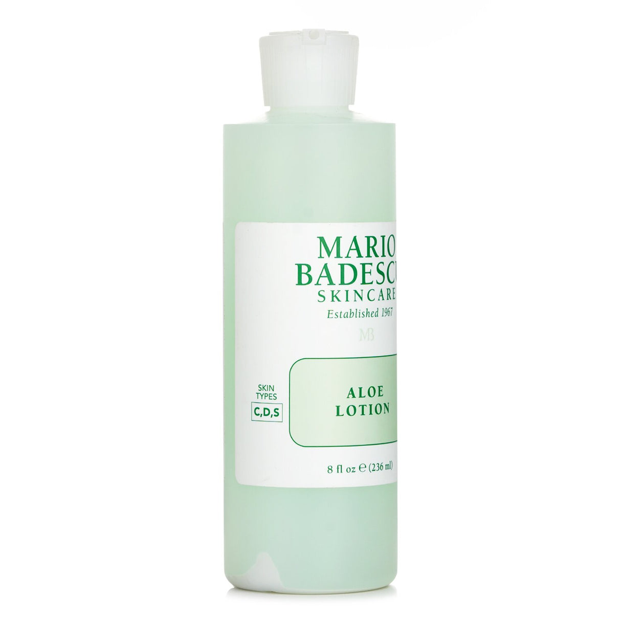 Mario Badescu Aloe Lotion in 236ml bottle, soothing astringent for combination, dry, and sensitive skin with Aloe Vera.