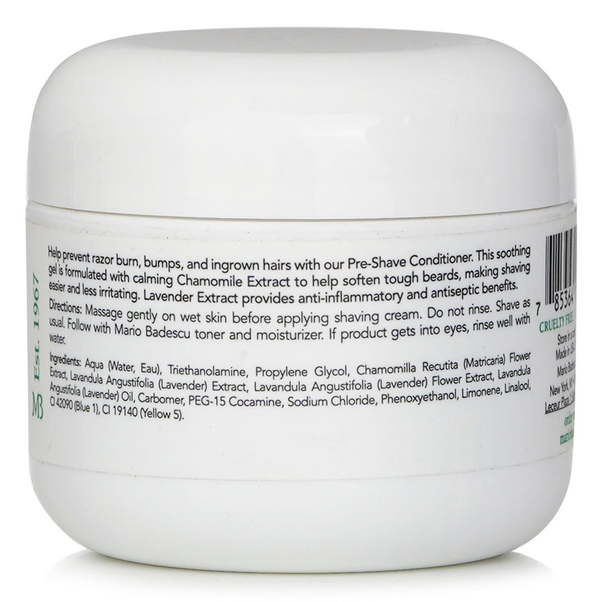 Pre-shave conditioner by Mario Badescu, softens tough beards for a smooth, irritation-free shave with calming extracts.