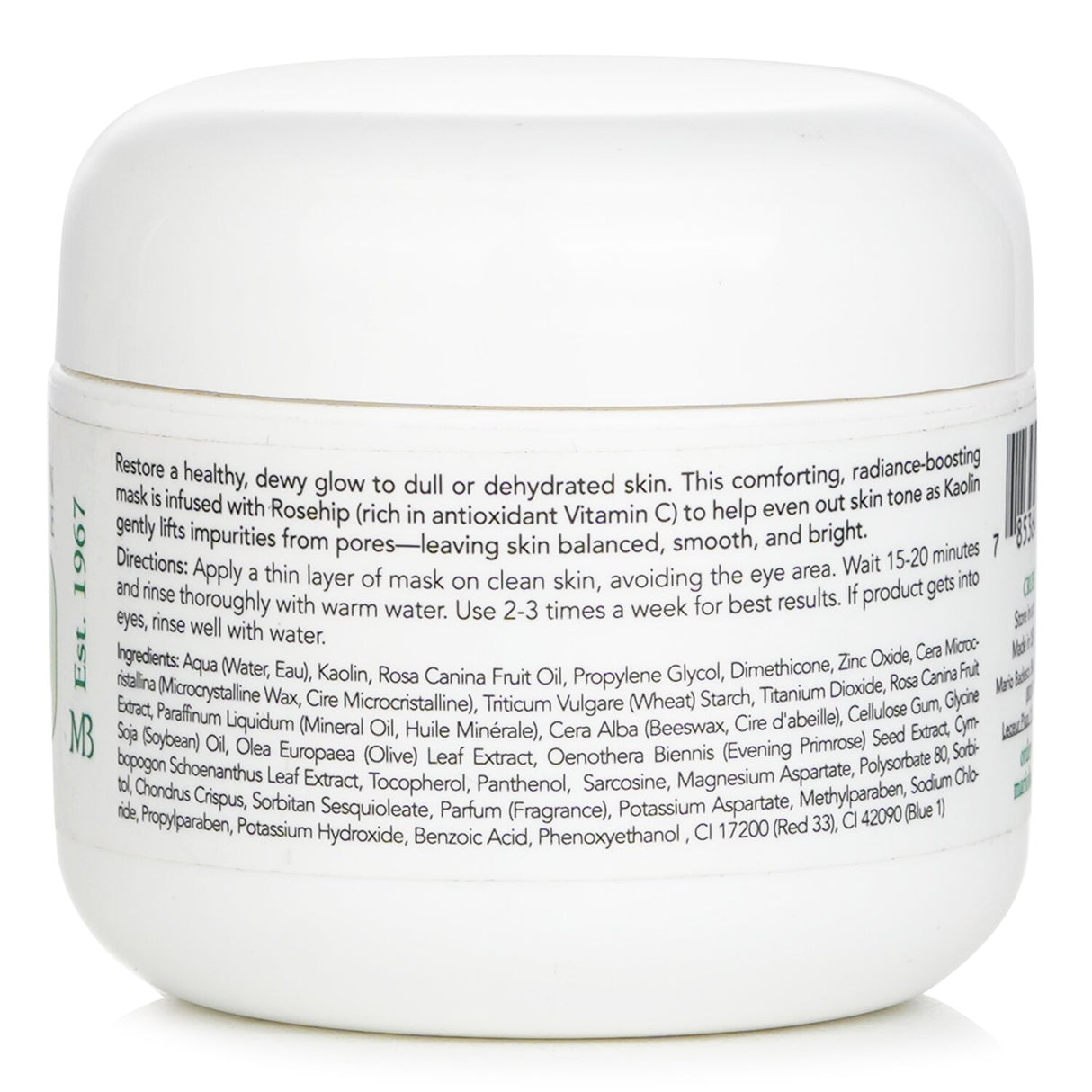 Mario Badescu Rose Hips Mask in a jar, designed for dry and sensitive skin, enriched with Kaolin clay and Rose Hips Oil.