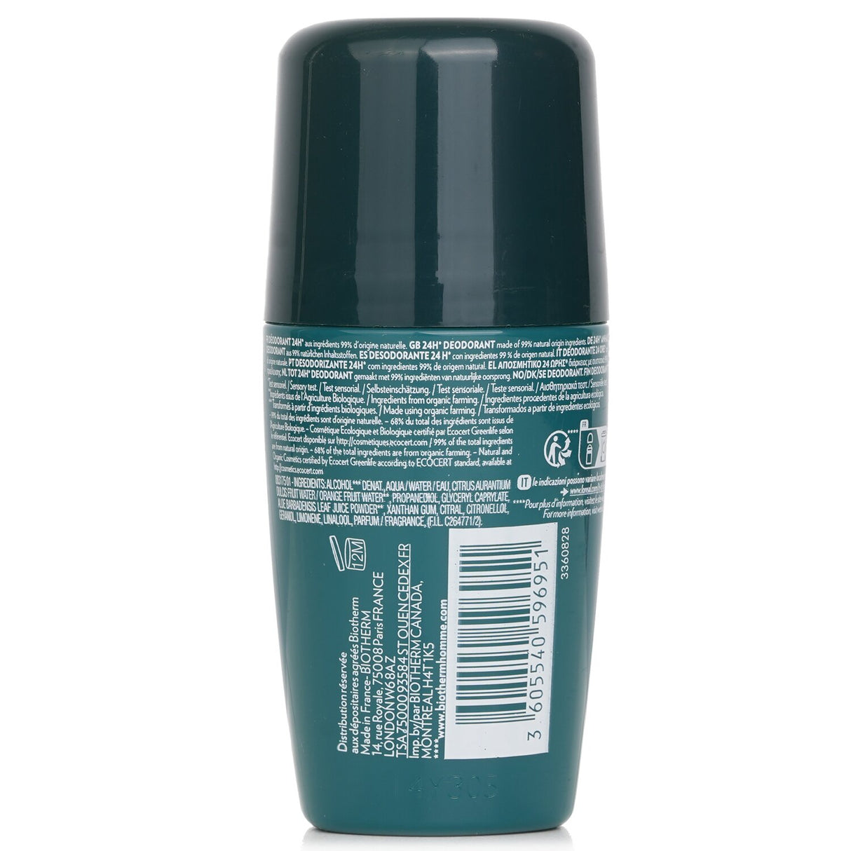 Biotherm Homme Day Control Natural Protection 24H Organic Certified Deodorant 75