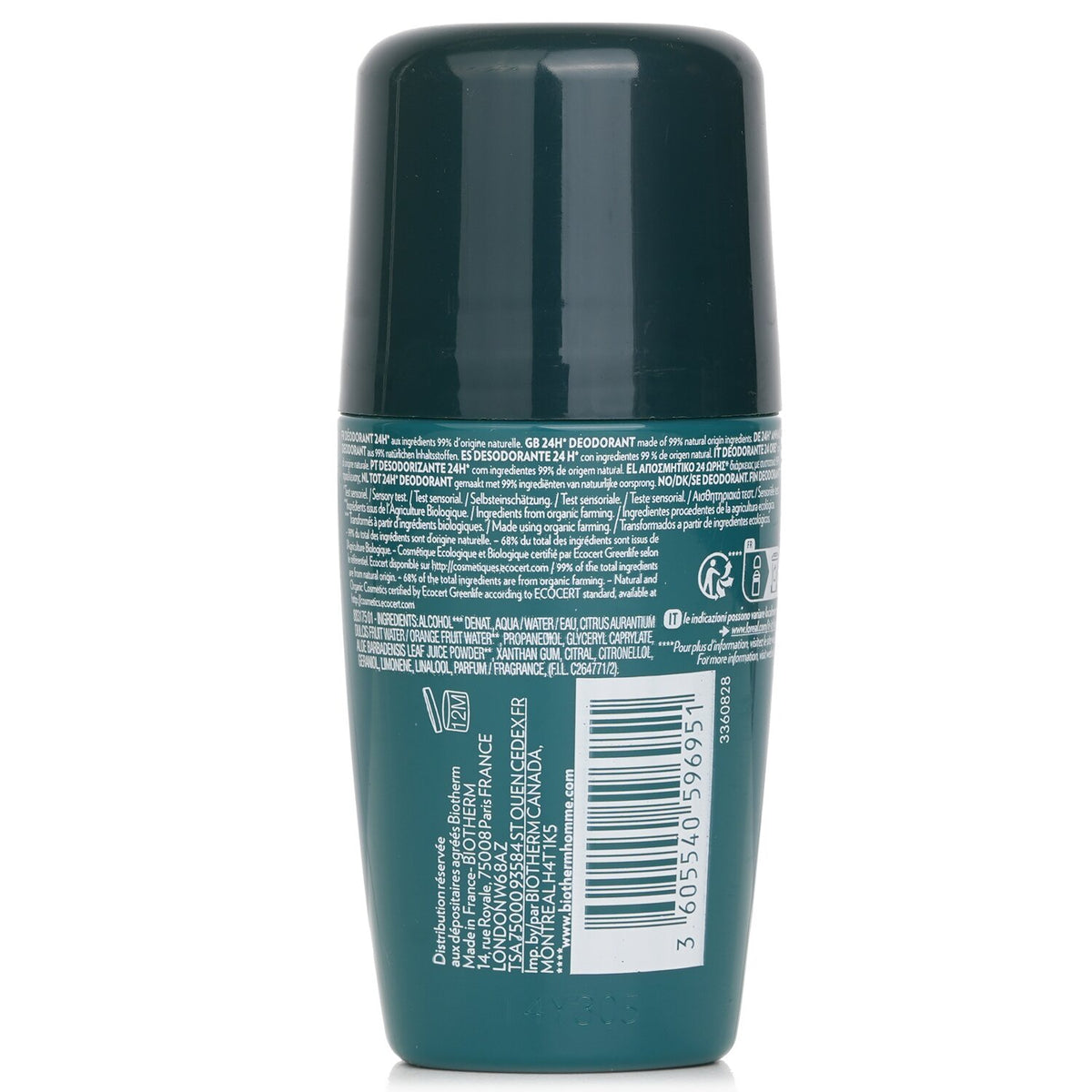 Biotherm Homme Day Control Natural Protection 24H Organic Certified Deodorant 75
