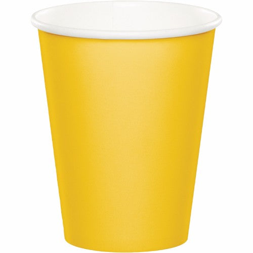 School Bus Yellow Cups Paper 266ml - Pack of 24