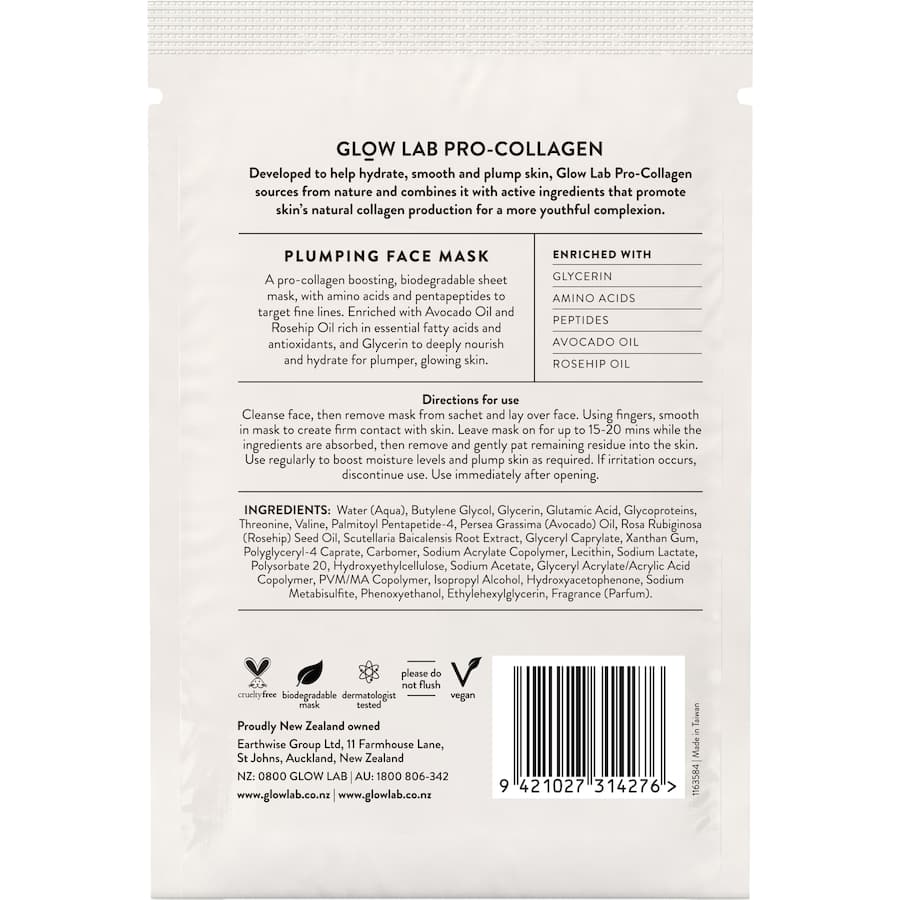 Glow Lab Plumbing Face Mask Pro-collagen 1pack