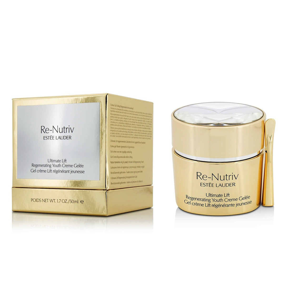 Luxurious Estee Lauder Re-Nutriv Youth Creme Gelee, 50ml, offers firming, hydrating benefits for youthful, radiant skin.