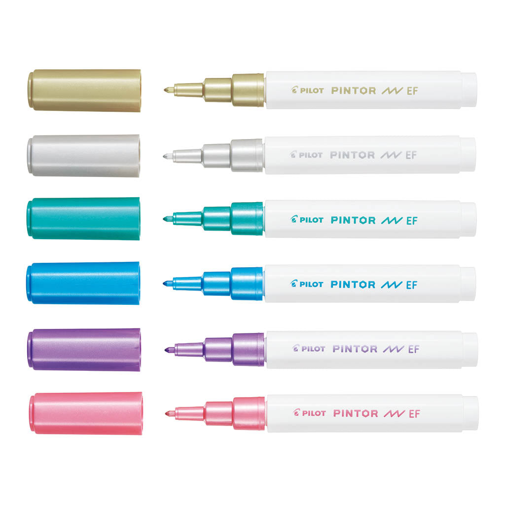 Pilot Pintor Extra Fine Metallic Marker 6 Pack