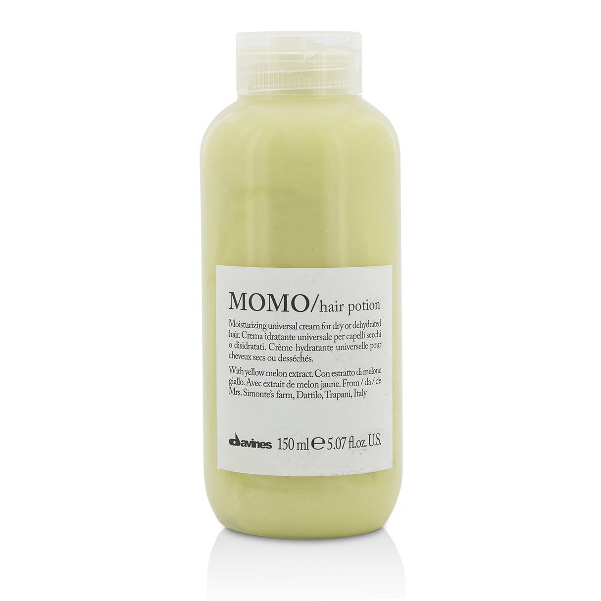 Moisturizing hair cream with Yellow Melon extract, providing lightweight hydration for soft, shiny, and manageable hair.