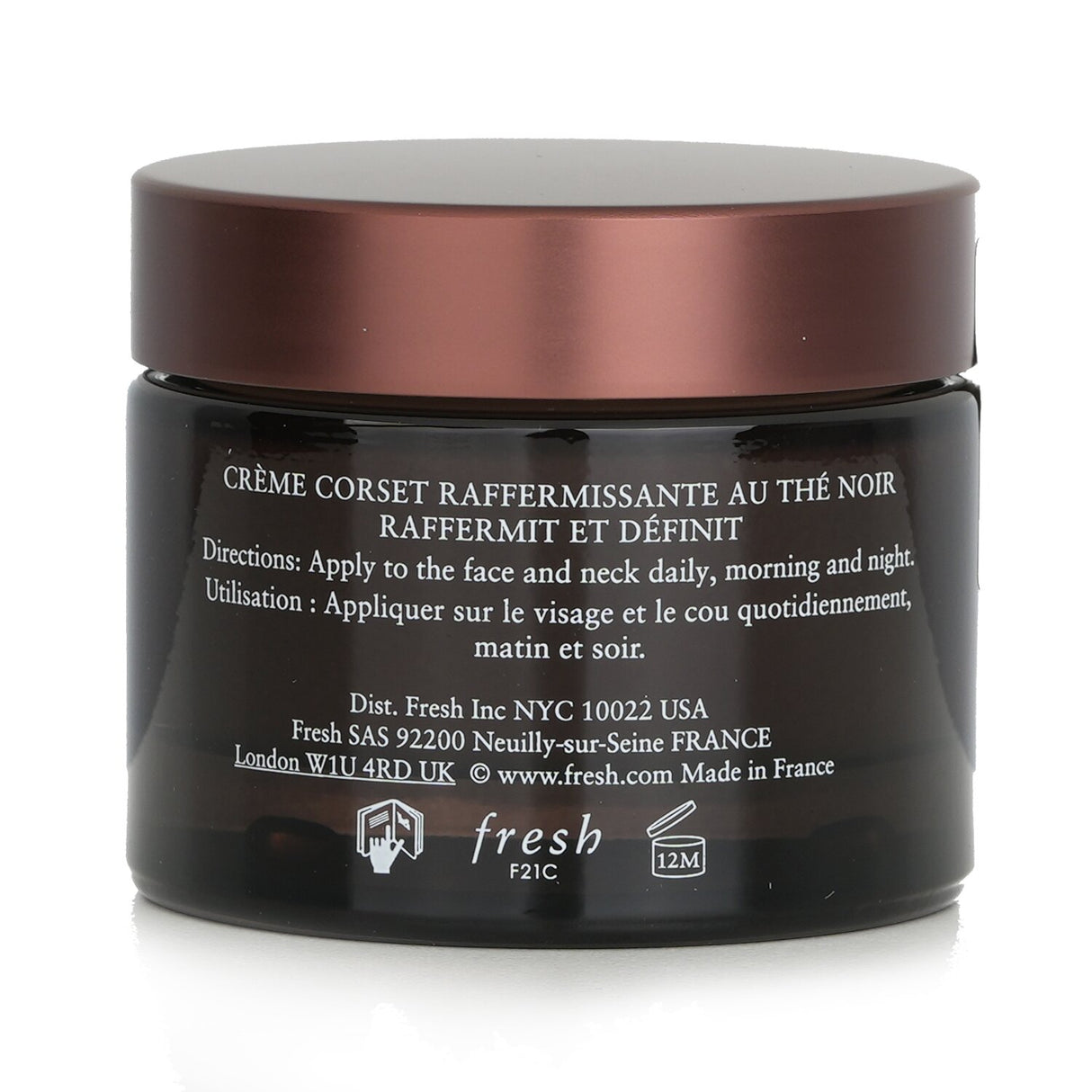 Lightweight Black Tea Firming Corset Cream for face and neck; hydrates, firms, and enhances skin elasticity with goji extract.